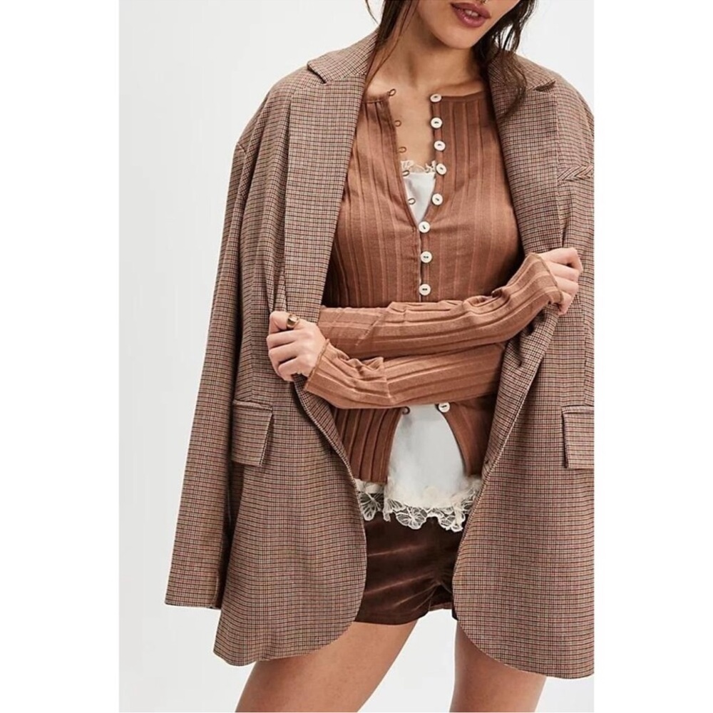 NWOT Free People Tilly Long-Sleeve Cardi Blouse Top Knit Ribbed Buttondown Sz XS